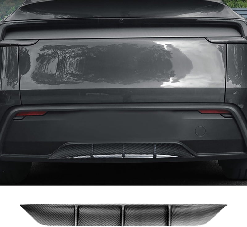 Arcoche Rear Diffuser for Telsa Model Y Juniper 2025-2026 Without Drilling，Trunk Decoration Accessories Model Y Juniper Rear Bumper Molding Protector Lip Made of PP Material (Glossy Carbon Fiber) - Image 1